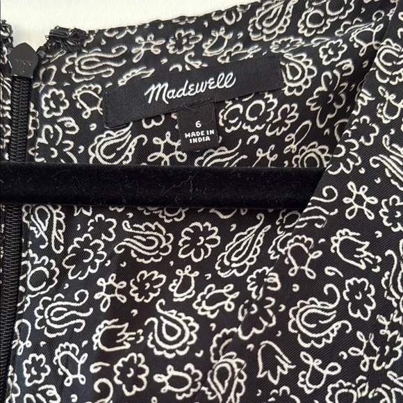 Madewell Black and White Floral Paisley Midi Dress 6 - Picture 2 of 5